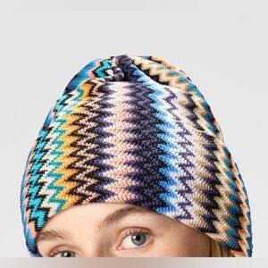 Missoni Blue and Orange Zigzag Pattern Beanie